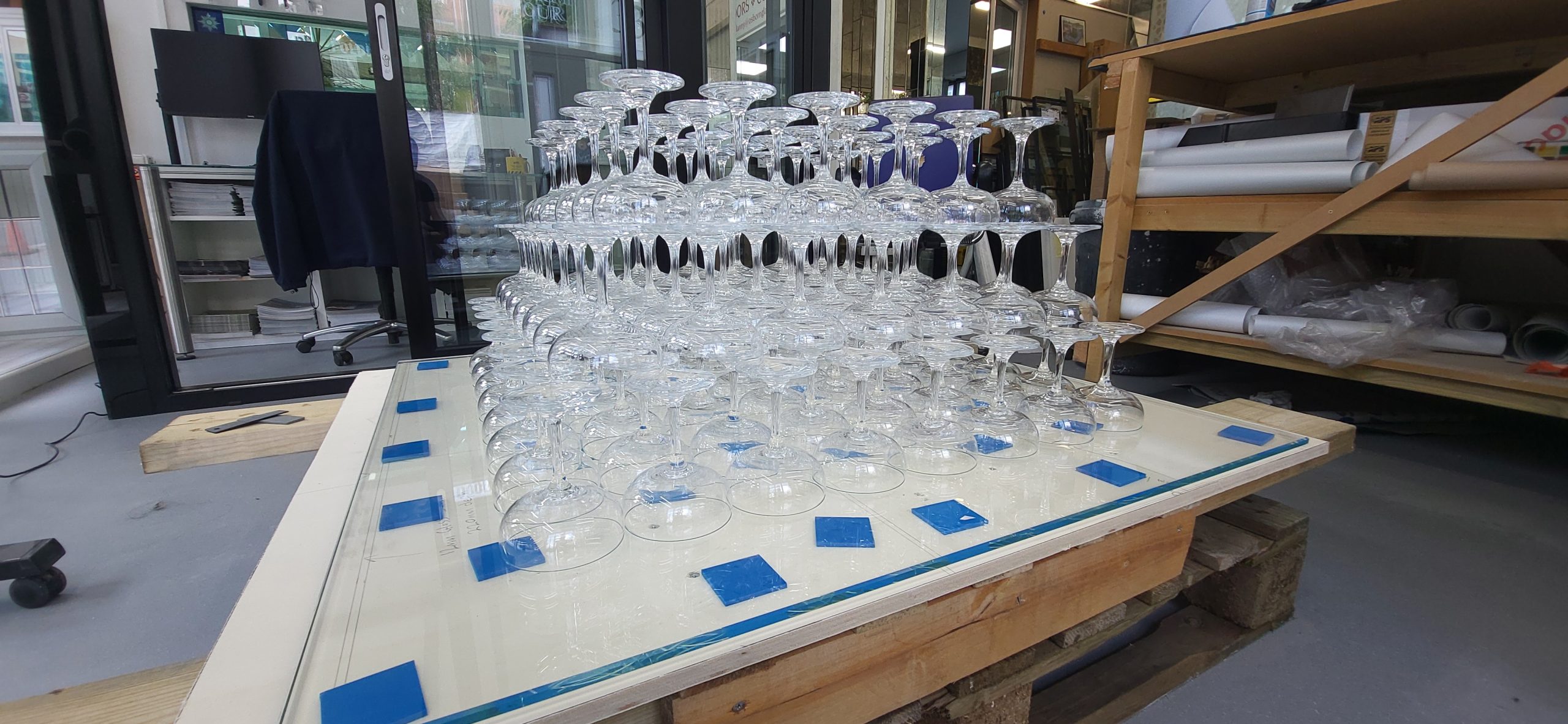 Glass champagne tower project