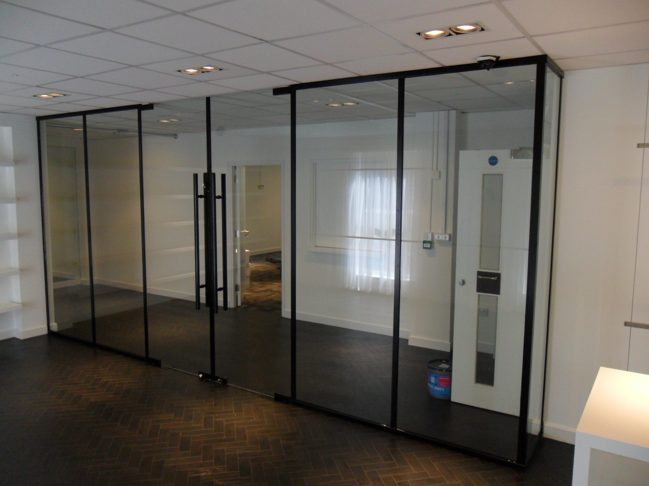 Glass dividers used in commercial setting